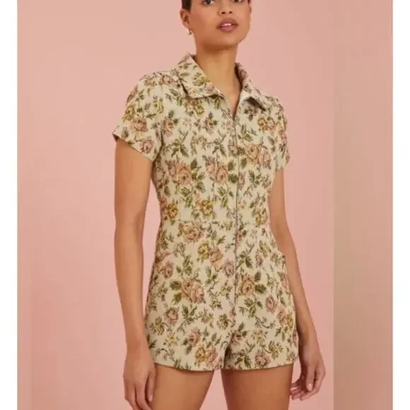 Altar'd State Floral Tapestry Romper Small - Picture 2 of 10